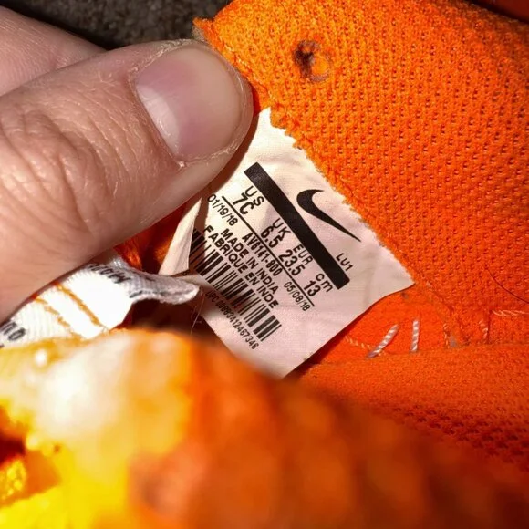 Nike Air Force 1 Neon Orange Sneakers Size 7C - Picture 10 of 10